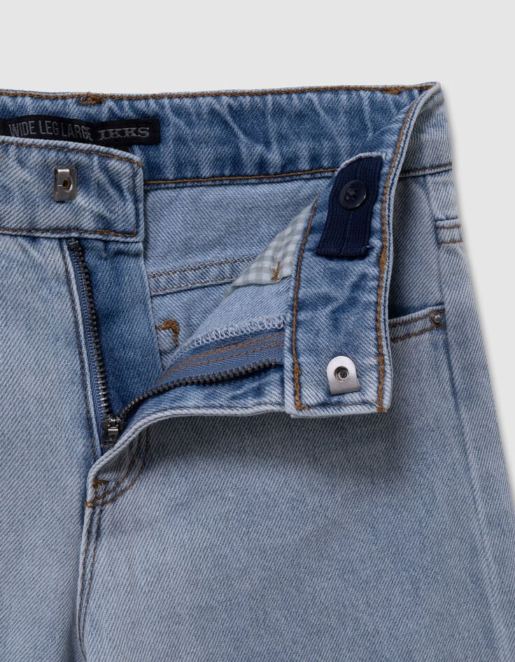 Wijde blauwe jeans met afneembare riem met print meisjes-5