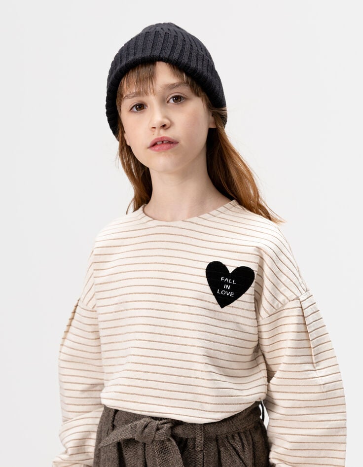 Ecru matrozenshirt gouden strepen meisjes-1 Ecru matrozenshirt gouden strepen meisjes-1