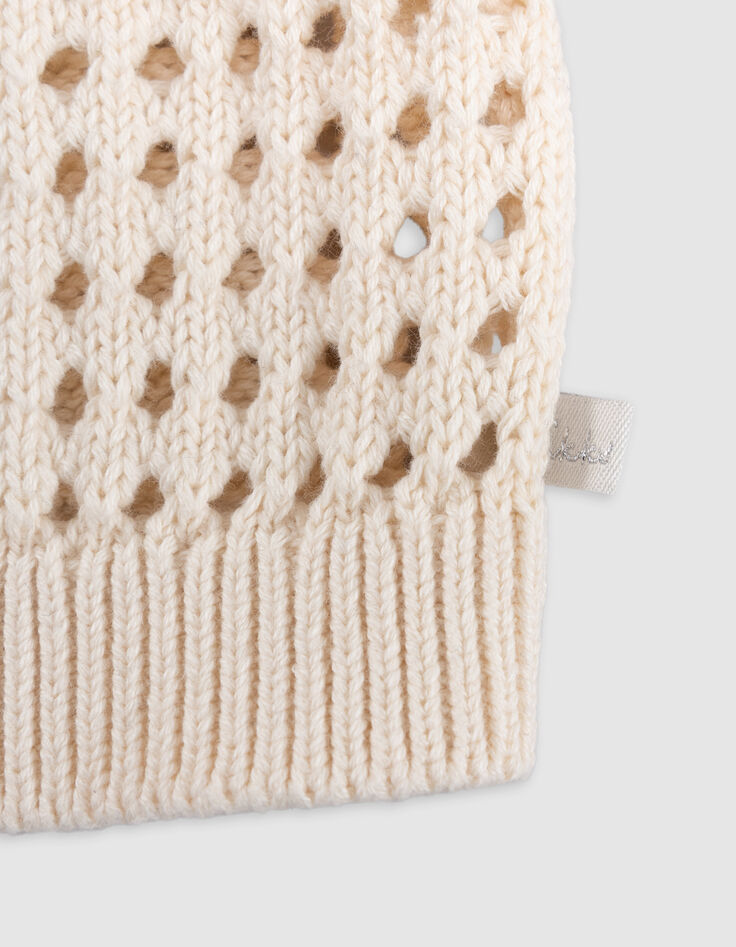 Cardigan écru coton bio tricot ajouré fille-7