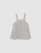 Ensemble robe ray&eacute;e et T-shirt &eacute;cru b&eacute;b&eacute; fille-7