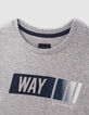 T-shirt gris manches ray&eacute;es navy bio gar&ccedil;on-2