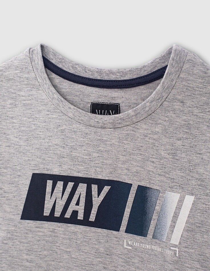 T-shirt gris manches ray&eacute;es navy bio gar&ccedil;on-2