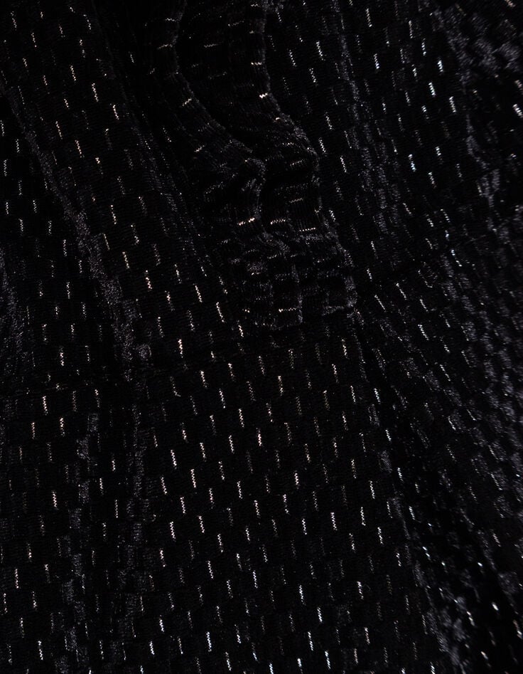Schwarzes Kleid aus Velours mit Rüschendetails, Mädchen-8 Schwarzes Kleid aus Velours mit Rüschendetails, Mädchen-8