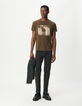 Camiseta manga corta caqui foto motero hombre-1