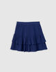 Falda azul volantes jacquard plumetis niña-4