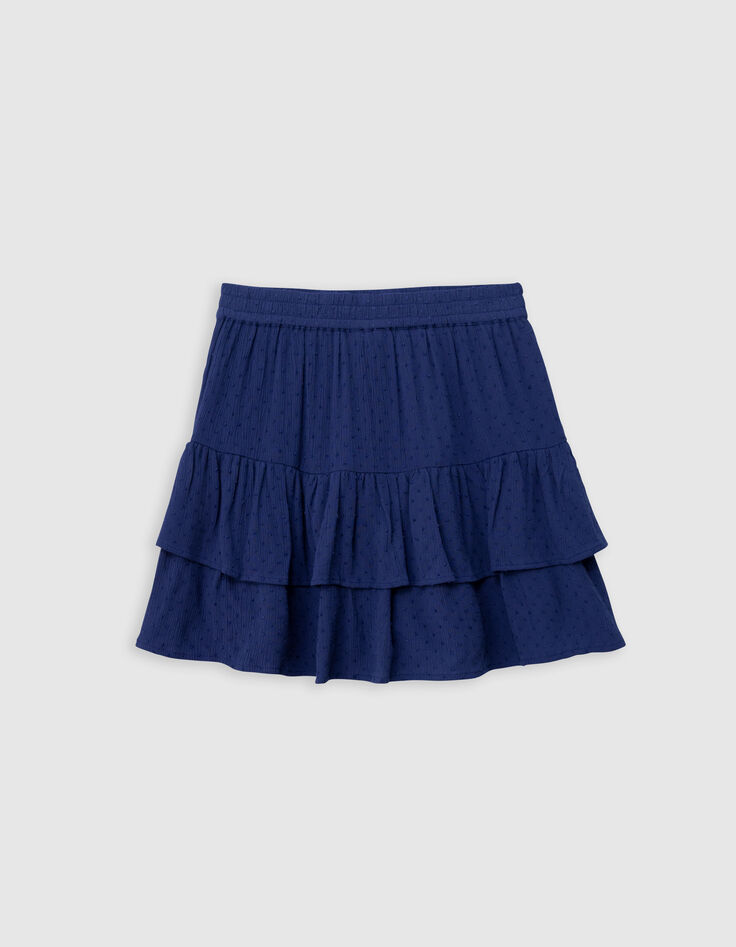 Falda azul volantes jacquard plumetis niña-4