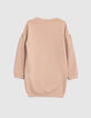 Girls’ pink sweatshirt-dress+slogan&embroidered star-4