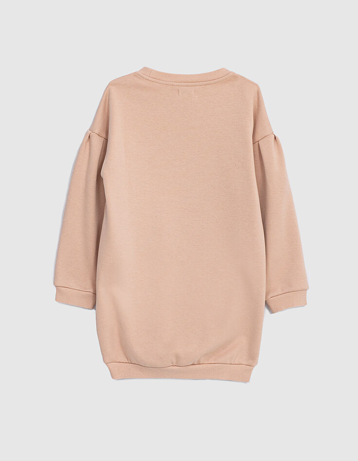 Girls’ pink sweatshirt-dress+slogan&embroidered star-4 Girls’ pink sweatshirt-dress+slogan&embroidered star-4