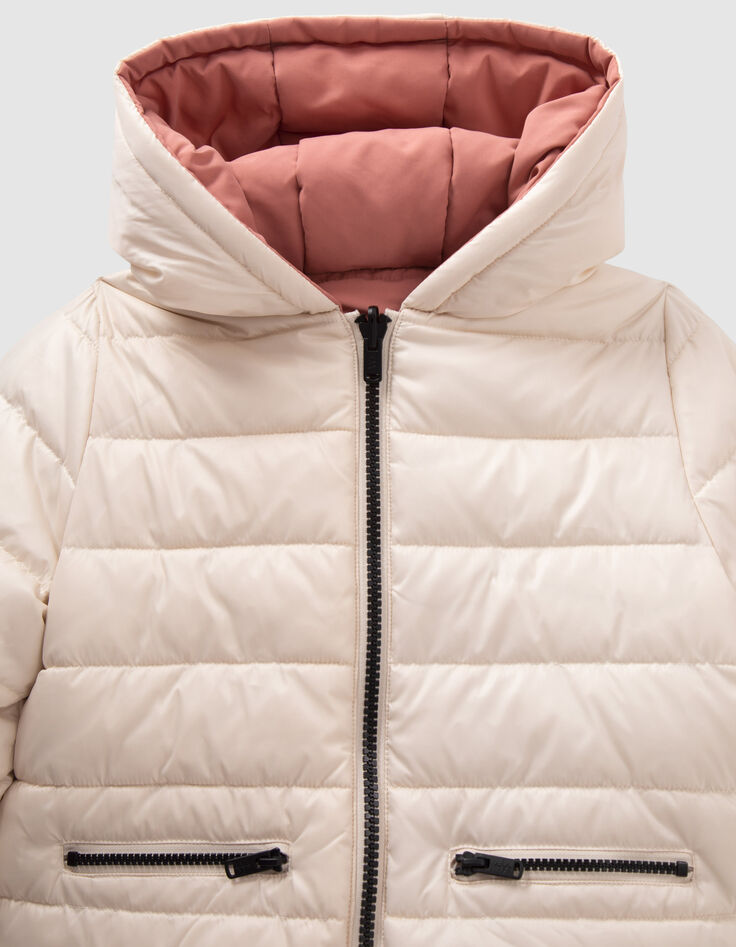 Doudoune r&eacute;versible &eacute;crue ou terracotta fille-3