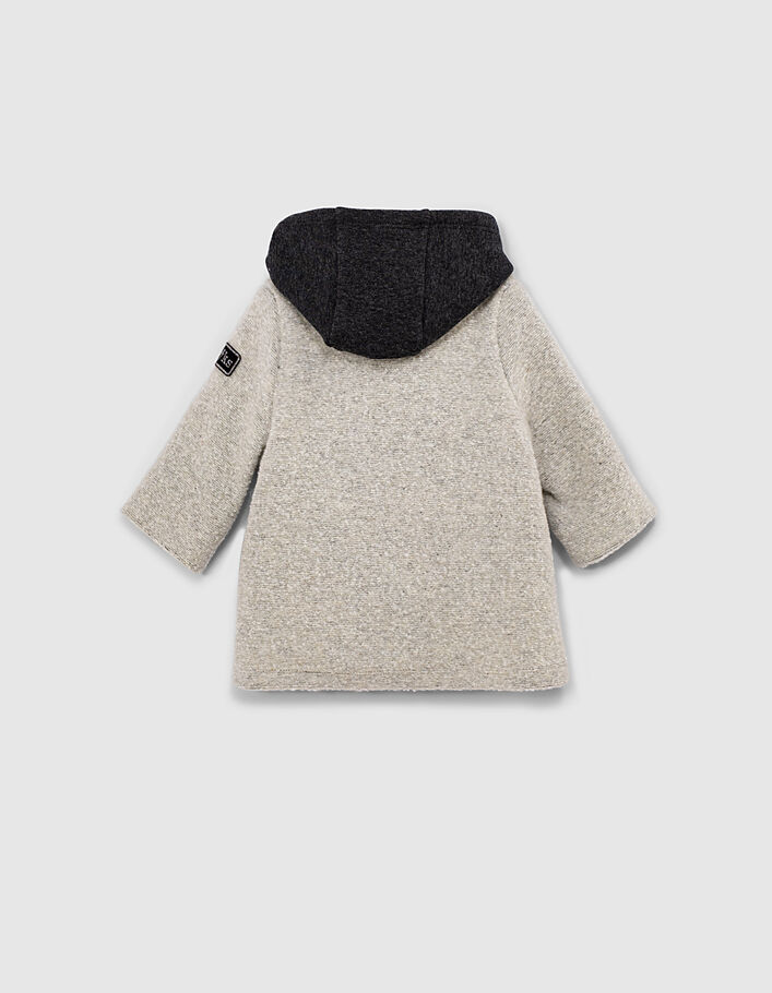 Baby girls’ dark grey marl coat with hooded facing - IKKS