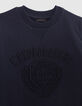 Boys' navy organic cotton sweatshirt, XL embroidered crest-2
