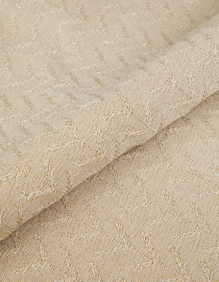 Vrouwen-T-shirt met V-hals en soepelvallende pasvorm in goudkleurig visgraatpatroon-8