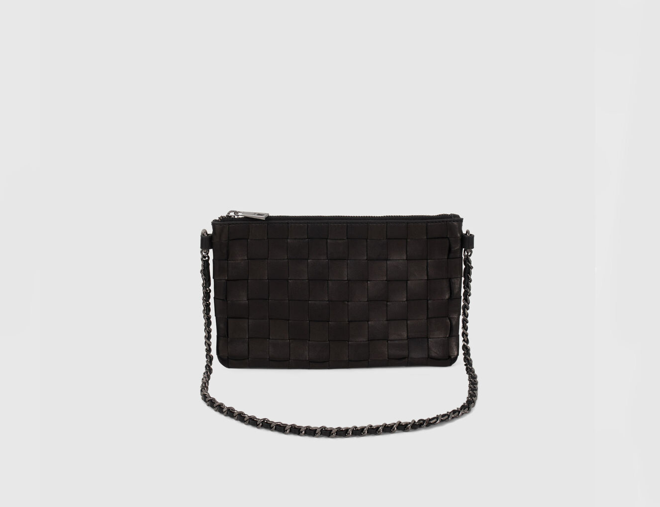 Women’s black checkerboard woven leather TORINO 111 bag - IKKS-4