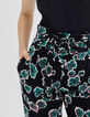 Vloeiende zwarte broek maxi bloemen riem Dames-3