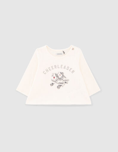 Baby girls’ ecru T-shirt with roller skate image - IKKS