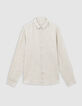 Men’s beige linen SLIM shirt-6