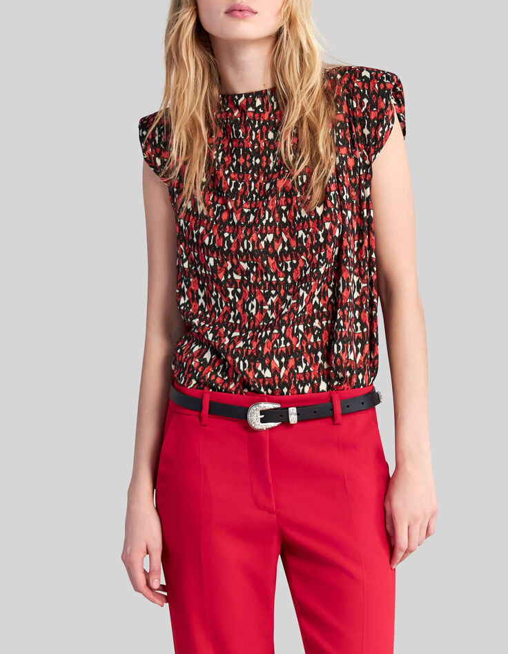 Top negro estampado ikat Mujer-2