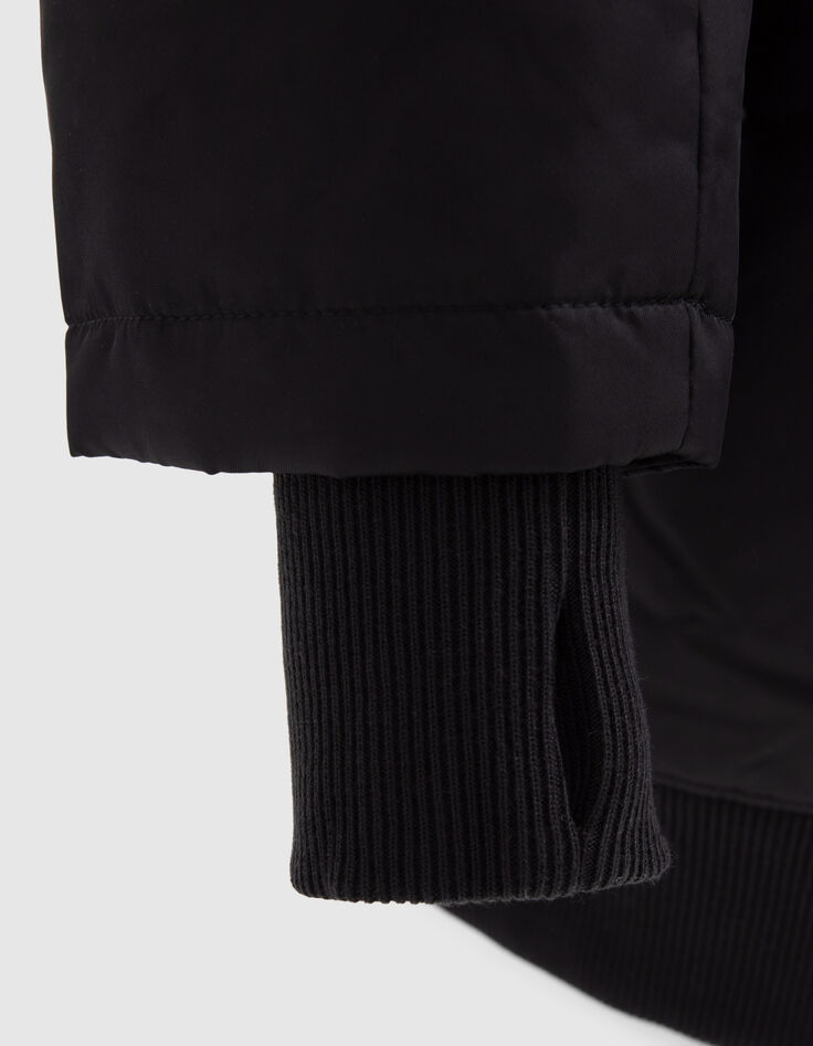 Parka negra largo medio bomber mujer-6