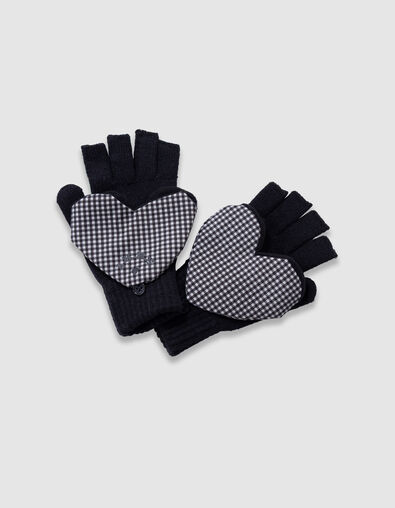 Mitaines noires tricot rabat forme coeur fille - IKKS