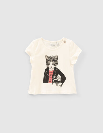 Baby girls’ ecru organic cotton slogan vest top - IKKS