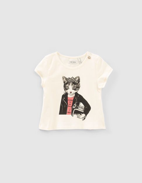 Baby girls’ ecru organic cotton slogan vest top