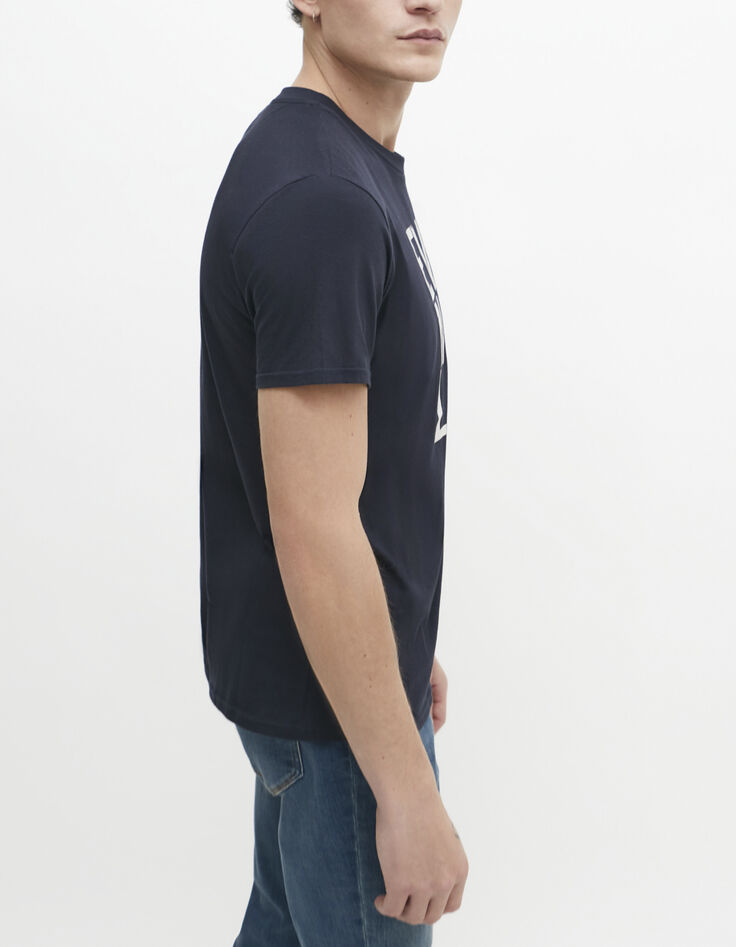 Tee-shirt marine &agrave; message Homme-5