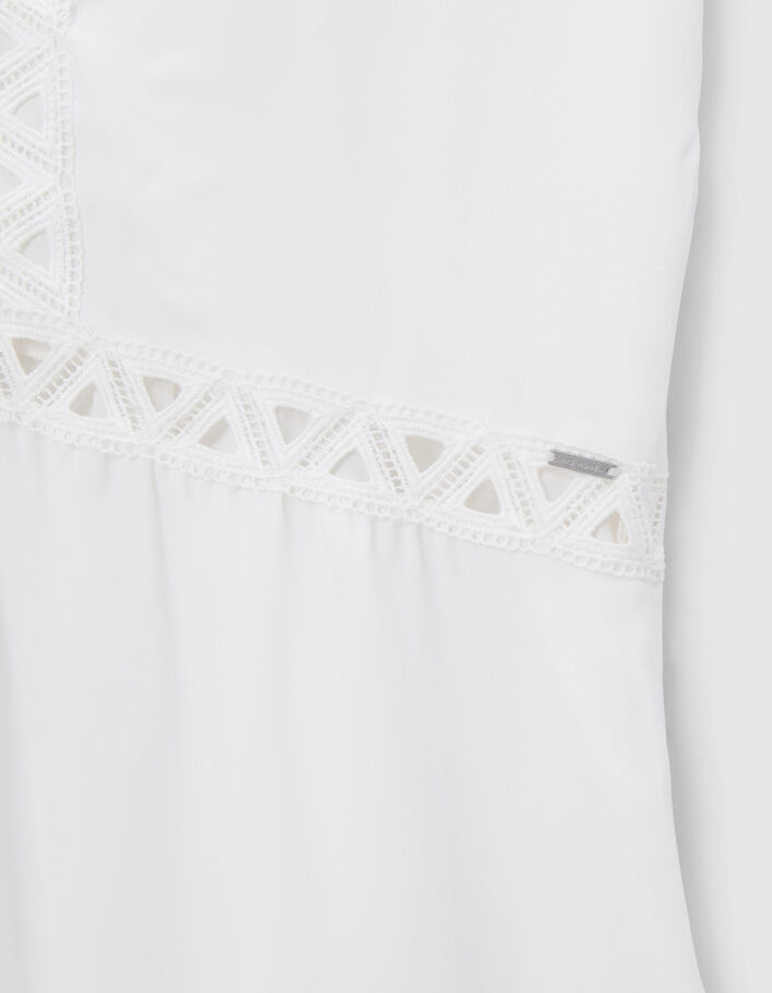Damen-Kleid Offwhite recycelt mit Spitzensaum - IKKS