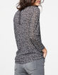 Tee-shirt manches 3/4 en lin imprimé wavy noir femme-3