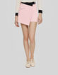 Short-jupe rose ceinture noire Femme-2