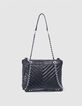 Woman's 1440 Reporter schwarz geprägte Leder Clutch Bag-1