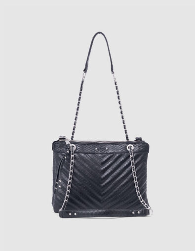 Woman's 1440 Reporter schwarz geprägte Leder Clutch Bag - IKKS