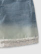 Jeansshort bio deep dye effect kanten boord meisjes-3