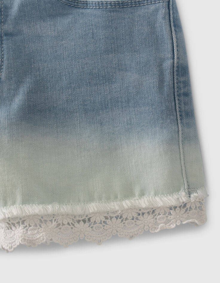 Jeansshort bio deep dye effect kanten boord meisjes-3 Jeansshort bio deep dye effect kanten boord meisjes-3