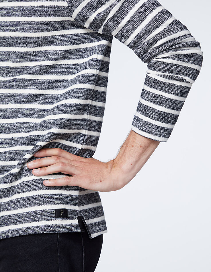 Zwarte sweater met ecru strepen Heren-5 Zwarte sweater met ecru strepen Heren-5