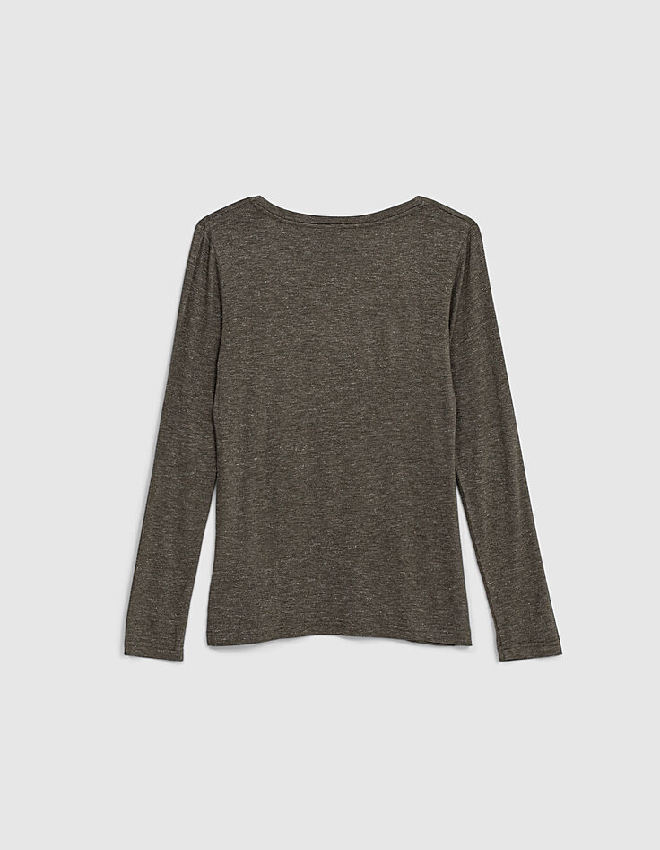 Camiseta caqui lurex con espigas lentejuelas ni&ntilde;a-3