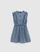 Blaues Mädchenjeanskleid mit Rüschen-4