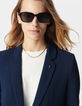 Mujer chaqueta de traje azul marino con manga 3/4 fruncida-5
