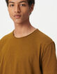 T-shirt col rond ocre coton bio flammé Homme-3