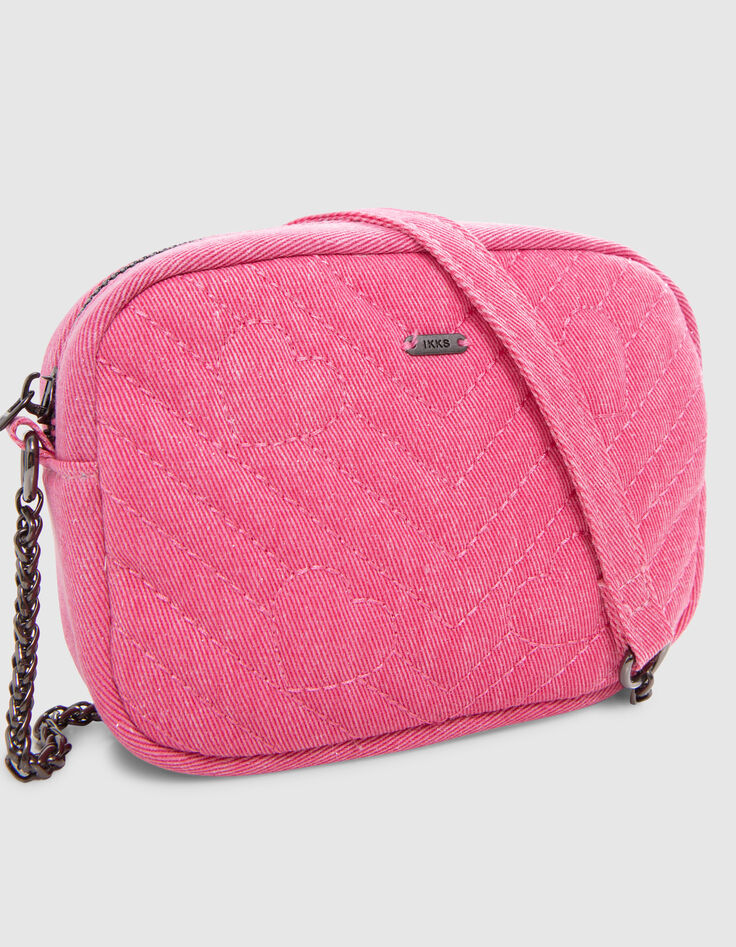 Rosa M&auml;dchenhandtasche mit Herzsteppn&auml;hten-5