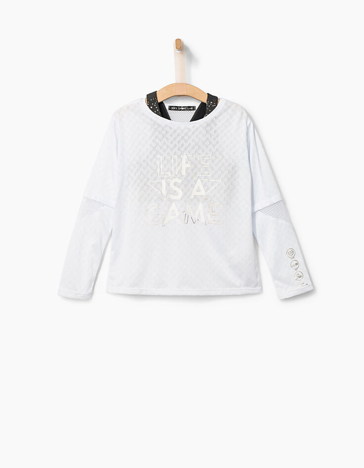 Tee-shirt blanc + brassières IKKS SPORT LAB fille-1