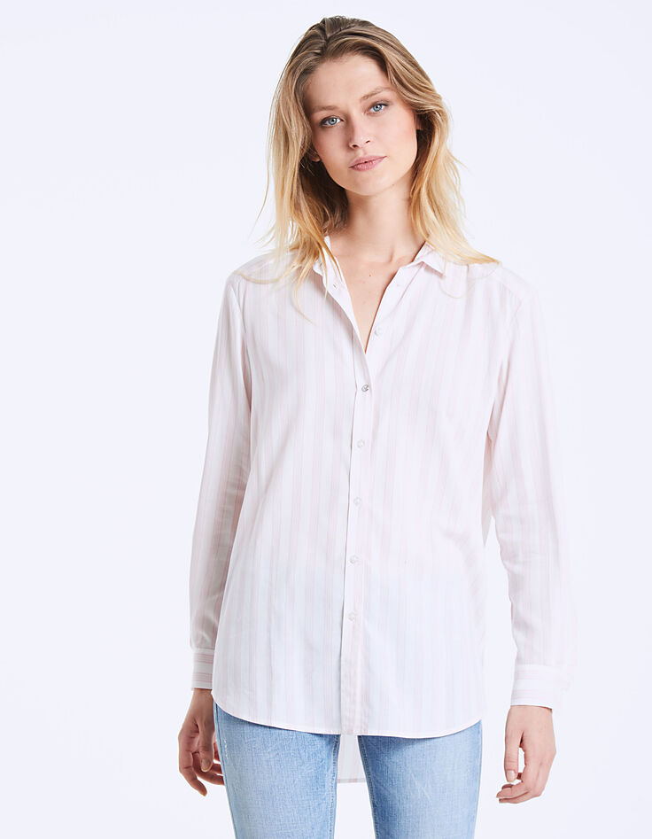 Chemise à rayures roses en viscose tencel femme-3