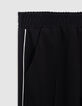 Black wide-leg pants with ecru bias on sides for girls-6