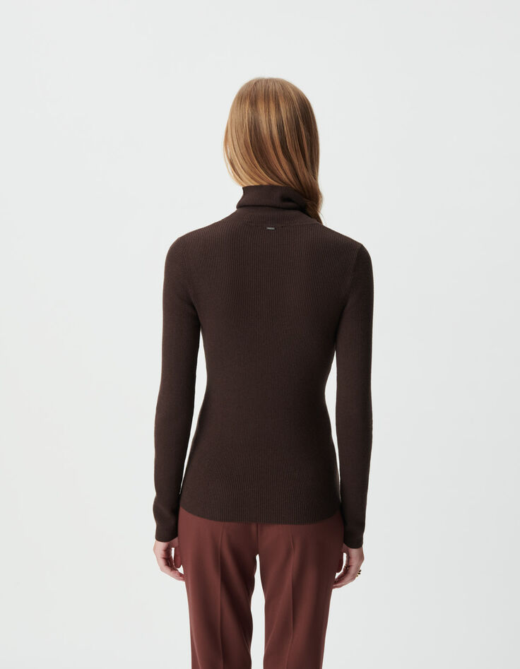 Brauner Damen-Rollkragenpulli Strick-3