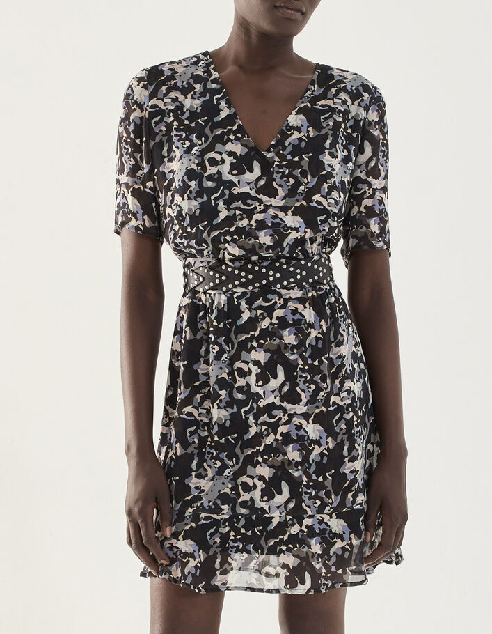 Jurk korte mouwen camouflagemotief dames-1