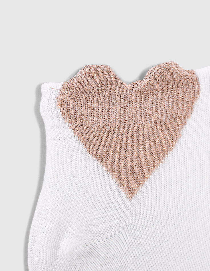 Chaussettes blanc cass&eacute; et corail fonc&eacute; fille-2