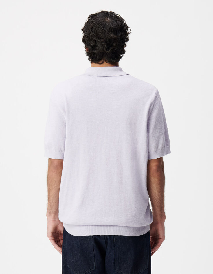 Polo Hombre de manga corta en punto flameado lila-3