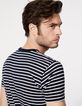Tee-shirt marinière marine rayé blanc Homme-6