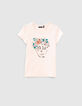 Camiseta blush con calavera y flores bordadas ni&ntilde;a-1