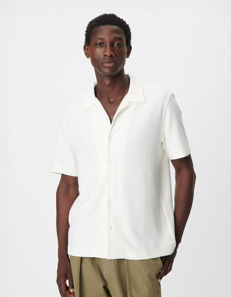 Chemise easy blanche maille manches courtes Homme-2