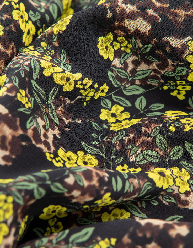 Vestido negro reciclado estampado leo floral Mujer-10